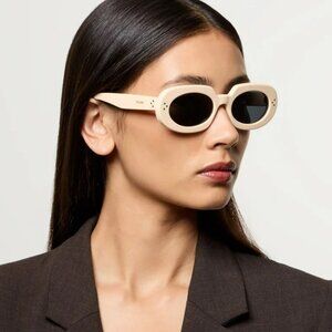 Celine 3 DOTS Women Sunglasses Ivory Grey Geometric CL40276U 25A BRAND NEW